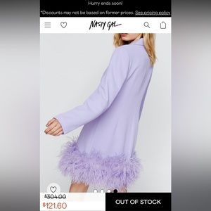 Nasty Girl Lavender Feather Tuxedo Dress Size US2